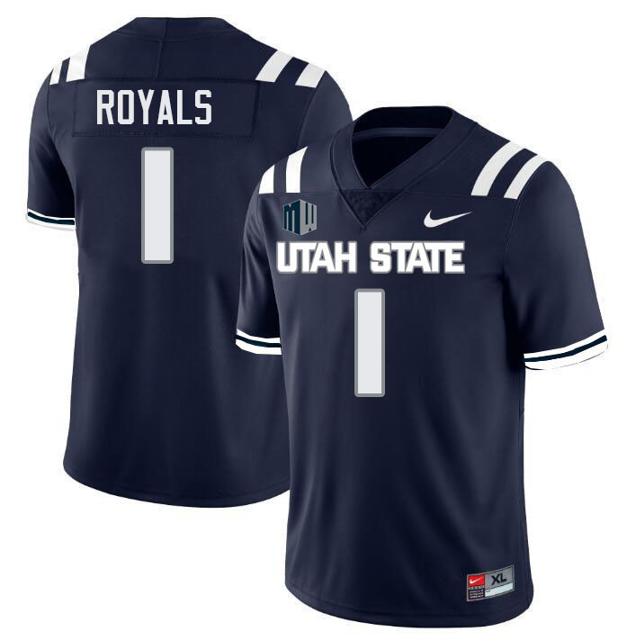Utah State Aggies #1 Jalen Royals College Football Jerseys Stitched Sale-Navy